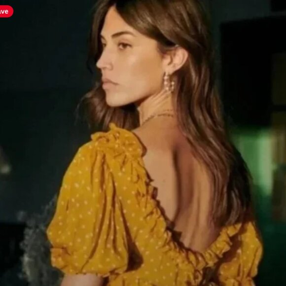 Sezane Wood Top Saffron Polka Dot 34 2 - Picture 5 of 8